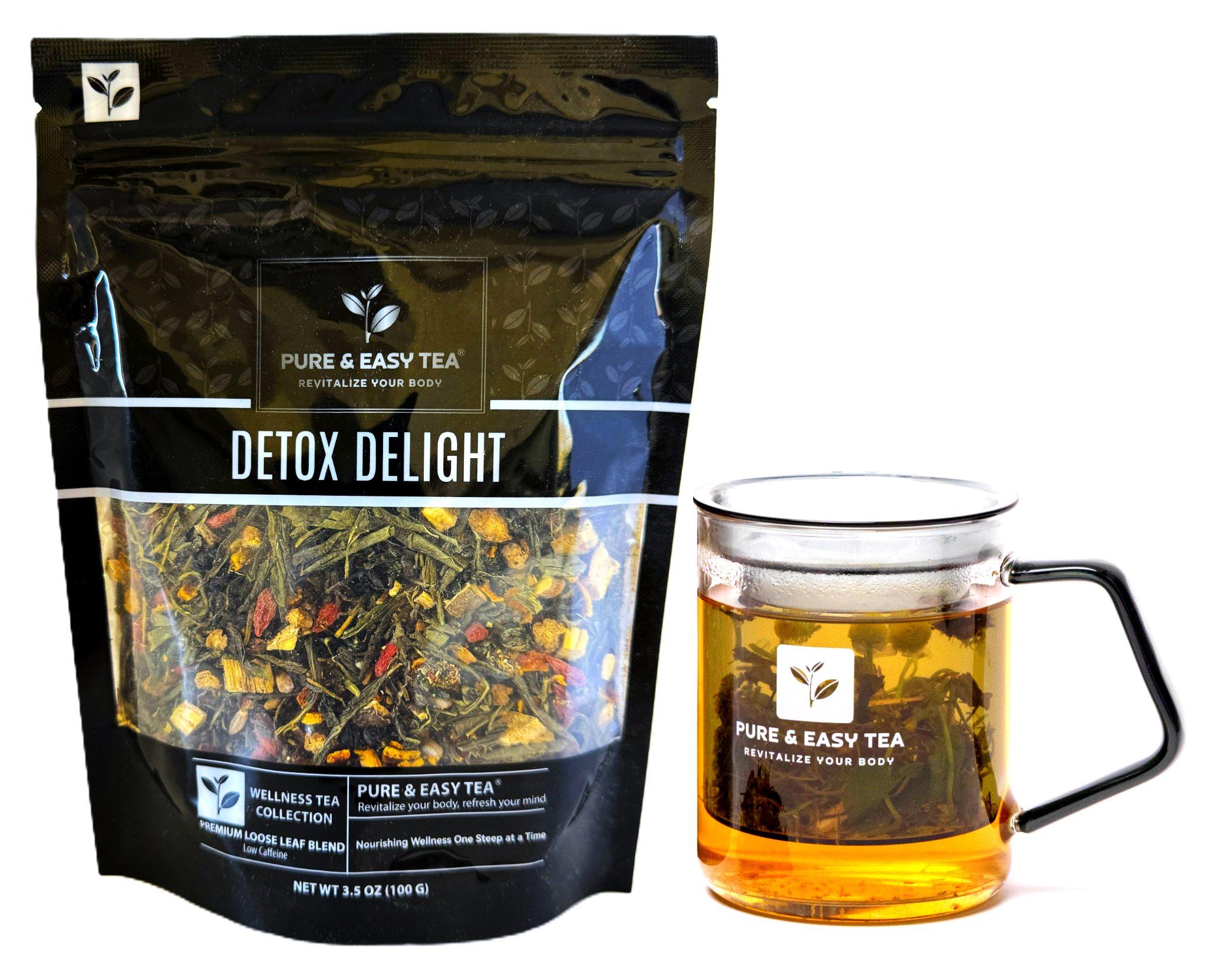 Detox Delight tea botanicals, a purposeful detox blend with no chemicals or artificial flavoring
