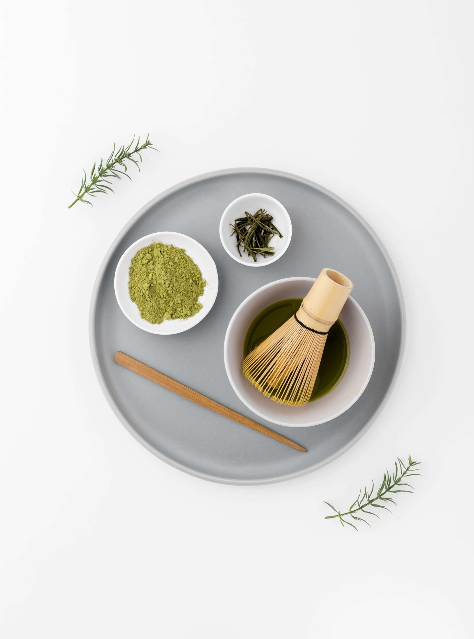 Ceremonial grade matcha whisked to a fine foam