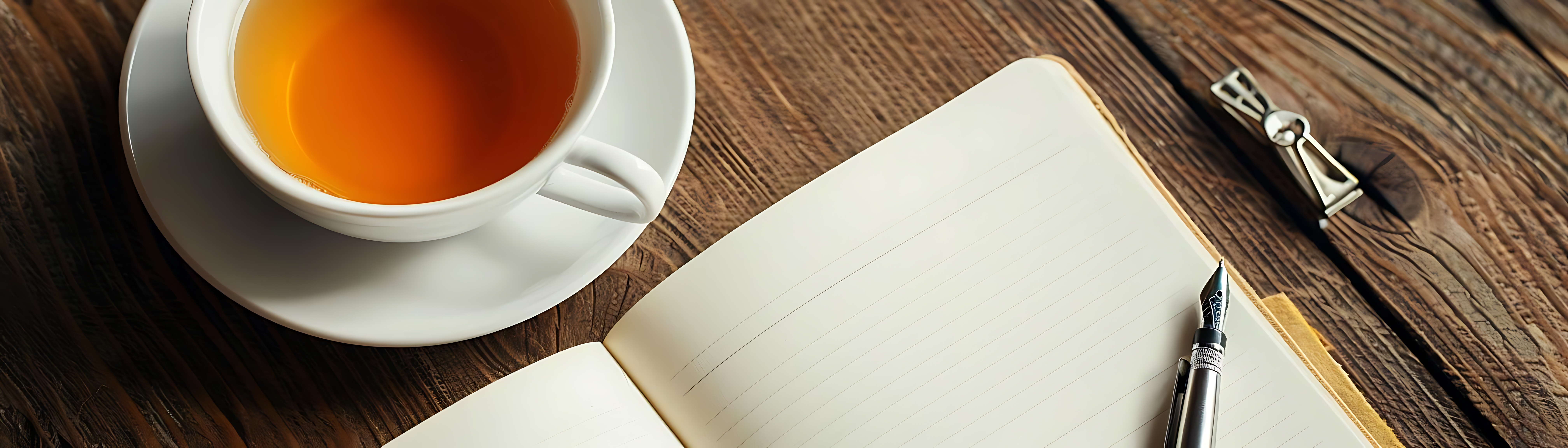 A cup of tea beside an open journal, building with intention at the close of the year
