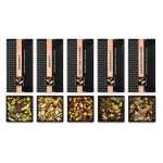 Pure Tea Experience pouches: Radiance, Smooth, Nighttime Nirvana, EnduraBoost and Clever Endeavor, each above its loose-leaf blend