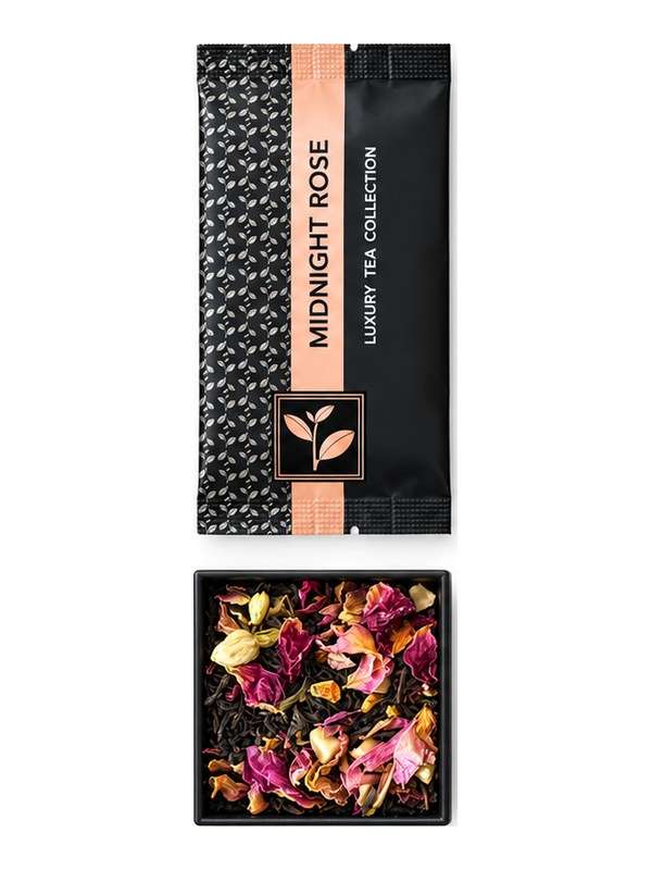 Midnight Rose sample pouch and loose tea